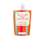 Thunderbird Skin Hair & Scalp Strengthening Oil in a 100ml refill pouch with a white cap, featuring orange, light blue, and magenta vertical stripes on a white background.